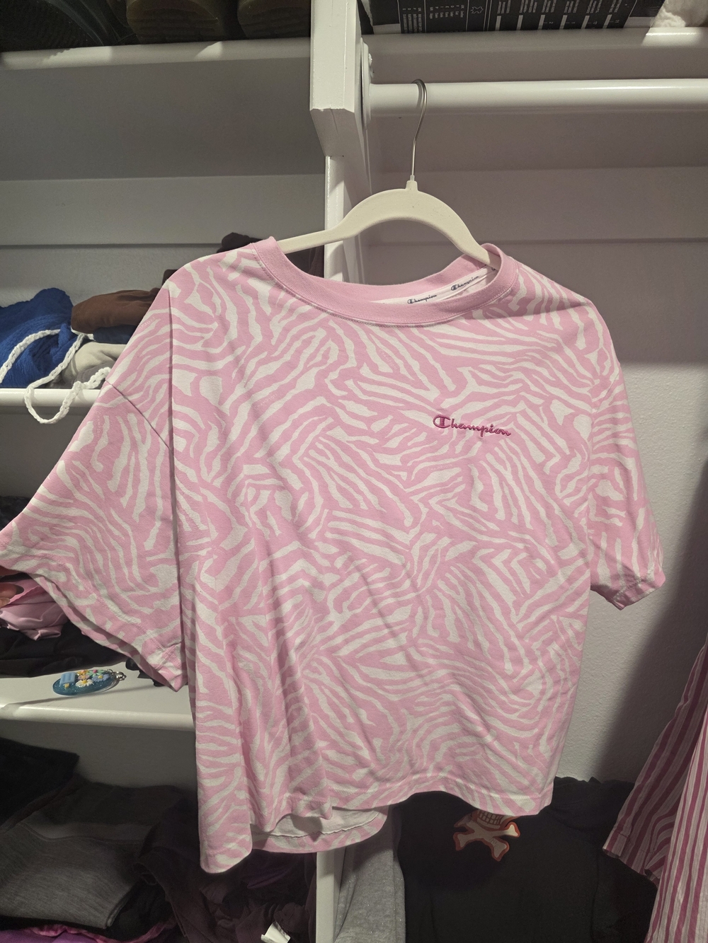 Champion Pink Zebra Print Short Sleeve Tee